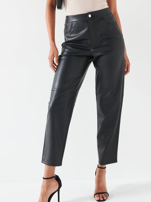 V By Very Black Faux Leather Seam Detail Trousers - Image 2